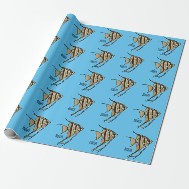 Angelfish cartoon illustration wrapping paper (Unrolled)
