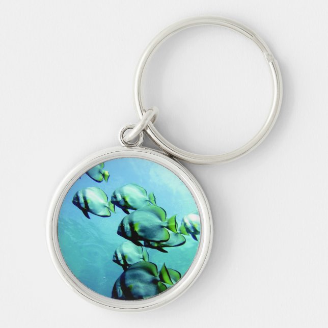Angelfish Clear Blue Water Keychain (Front)