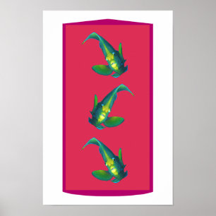 Angelfish - Elegance on Magenta-toned Background   Poster
