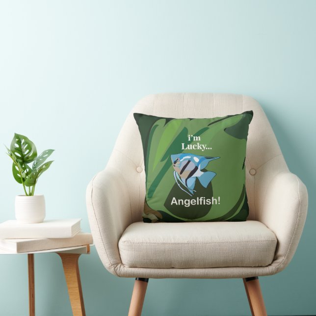 Angelfish Freshwater Aquarium Fish Fisherman Throw Pillow (Chair)