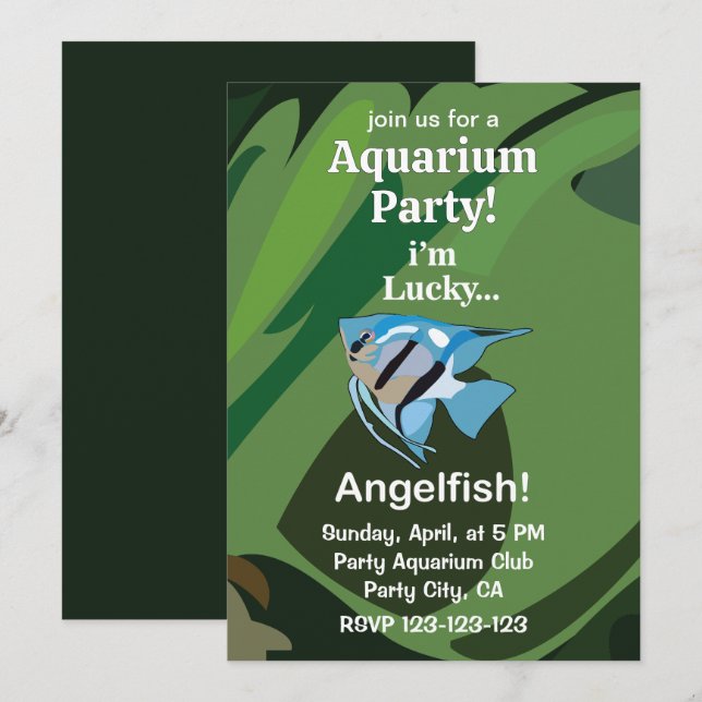 Angelfish Freshwater Tropical Fish Aquarium Party Invitation (Front/Back)