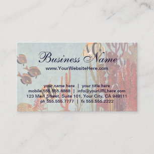 Angelfish in Coral, Vintage Tropical Fish in Ocean Business Card