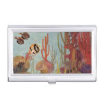 Angelfish in Coral, Vintage Tropical Fish in Ocean Business Card Holder