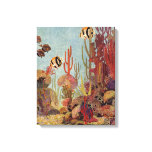 Angelfish in Coral, Vintage Tropical Fish in Ocean Canvas Print