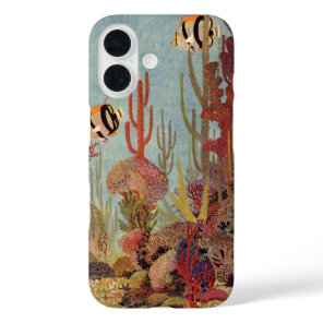 Angelfish in Coral, Vintage Tropical Fish in Ocean iPhone 16 Case