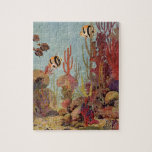 Angelfish in Coral, Vintage Tropical Fish in Ocean Jigsaw Puzzle