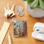 Angelfish in Coral, Vintage Tropical Fish in Ocean Keychain