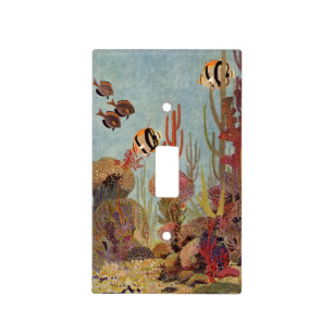 Angelfish in Coral, Vintage Tropical Fish in Ocean Light Switch Cover