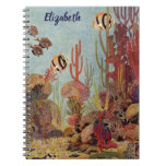Angelfish in Coral, Vintage Tropical Fish in Ocean Notebook