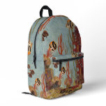 Angelfish in Coral, Vintage Tropical Fish in Ocean Printed Backpack