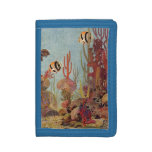 Angelfish in Coral, Vintage Tropical Fish in Ocean Trifold Wallet