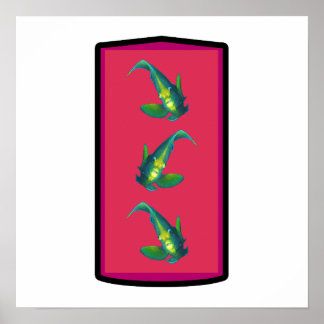 Angelfish - Magenta-toned Background bordered |  Poster