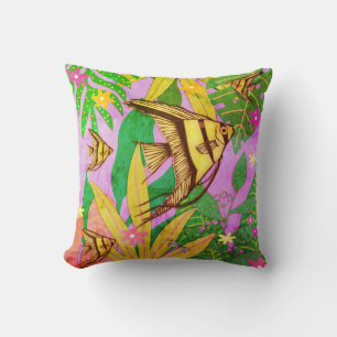 Angelfish Print #2 1974 Throw Pillow