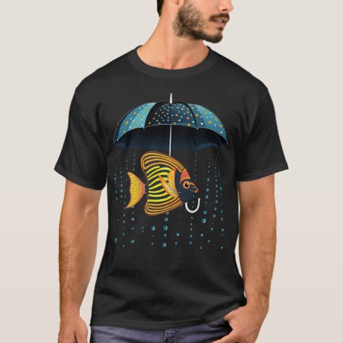 Angelfish Rainy Day With Umbrella T_Shirt