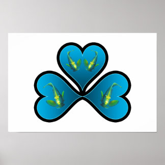 Angelfish Twins - 3 Black-bordered Blue Hearts |  Poster