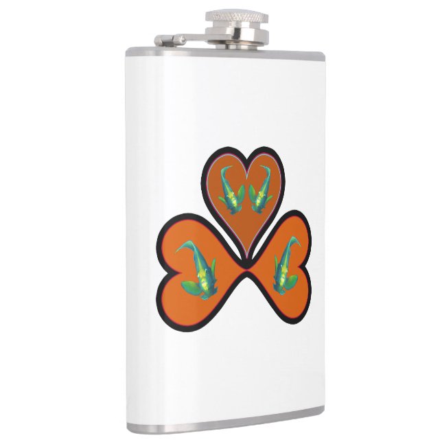 Angelfish Twins - 3 Black-bordered Red Hearts |  Flask (Right)