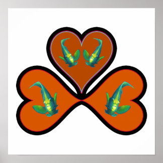 Angelfish Twins - 3 Black-bordered Red Hearts |  Poster