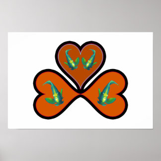Angelfish Twins - 3 Black-bordered Red Hearts |  Poster