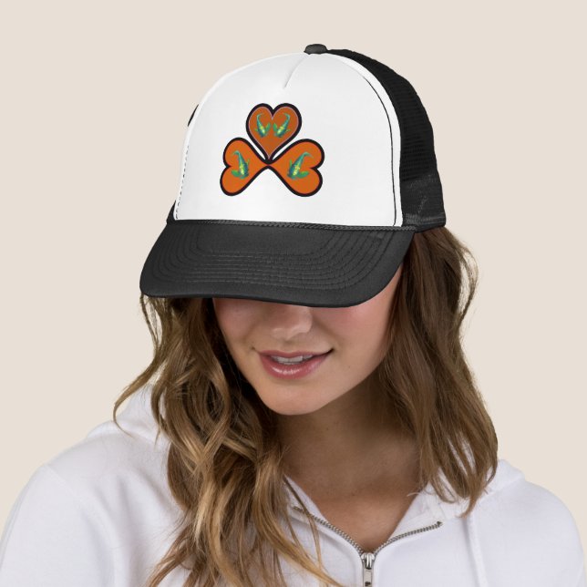 Angelfish Twins - 3 Black-bordered Red Hearts |  Trucker Hat (In Situ)