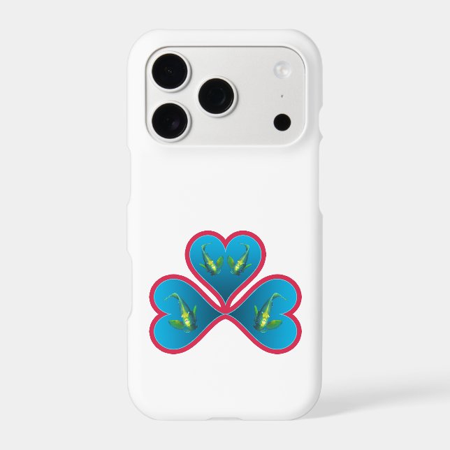 Angelfish Twins - 3 Red-bordered Blue Hearts |  iPhone Case (Back)