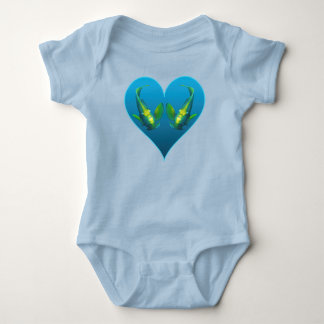Angelfish Twins in a Blue Heart - Illustration |  Baby Bodysuit