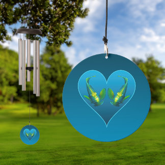 Angelfish Twins in a Blue Heart - Illustration |  Wind Chime