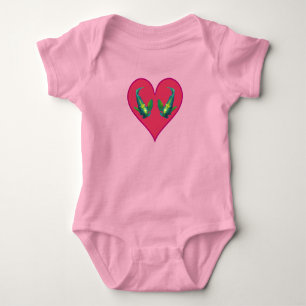 Angelfish Twins in a Red Heart - Illustration Baby Bodysuit