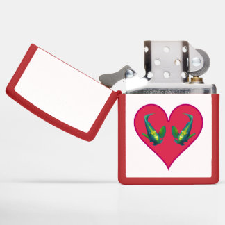 Angelfish Twins in a Red Heart - Illustration |  Zippo Lighter