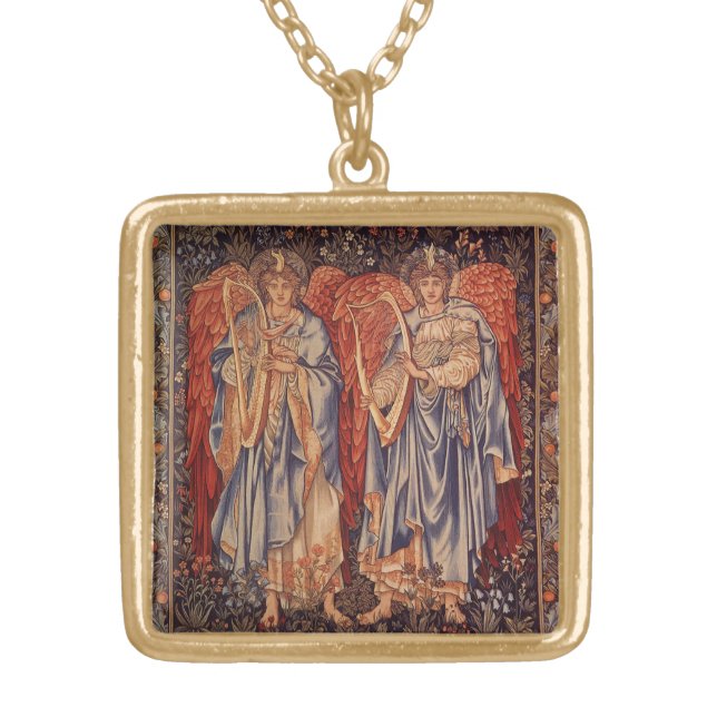 Angeli Laudantes by Sir Edward Coley Burne Jones Gold Plated Necklace (Front)