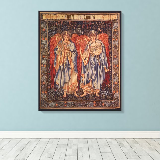 Angeli Laudantes (Praising Angels) by Burne Jones Canvas Print (Insitu(Wood Floor))