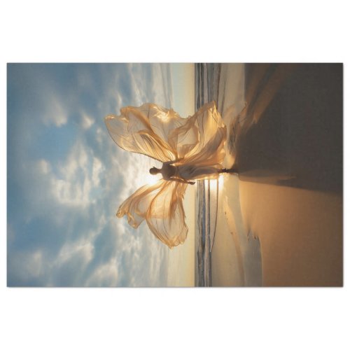 Angelic Angel Walking on Beach Decoupage Tissue Paper