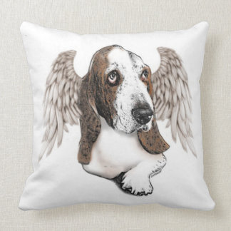 Angelic Basset Hound Throw Pillow