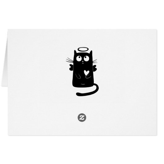 Angelic black cat cartoon (Back Horizontal)