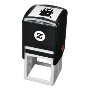 Angelic black cat cartoon self-inking stamp