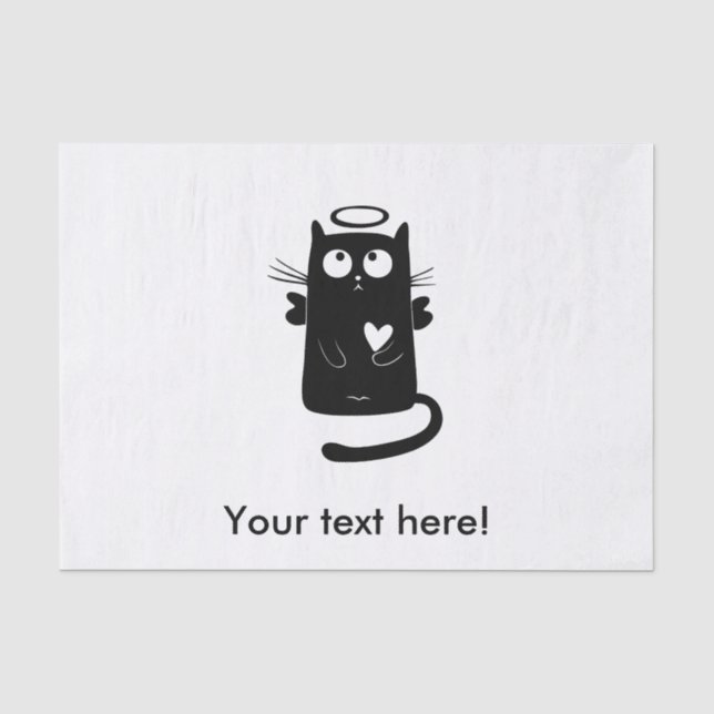 Angelic black cat cartoon tissue paper (Front)