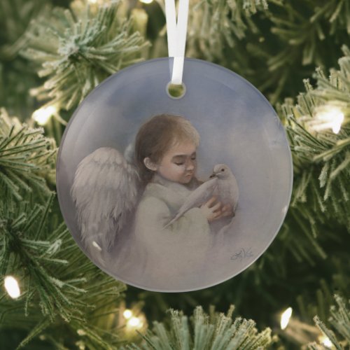 Angelic Blessings Glass Ornament