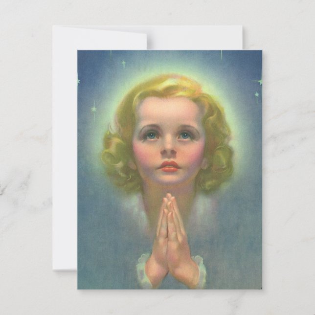 Angelic Blond Girl with Halo and Stars Praying (Front)