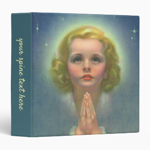 Angelic Blond Girl with Halo and Stars Praying Binder