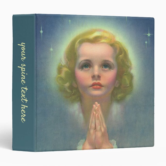 Angelic Blond Girl with Halo and Stars Praying Binder (Front/Spine)
