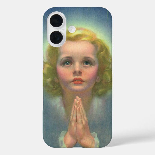 Angelic Blond Girl with Halo and Stars Praying Case-Mate iPhone Case (Back)