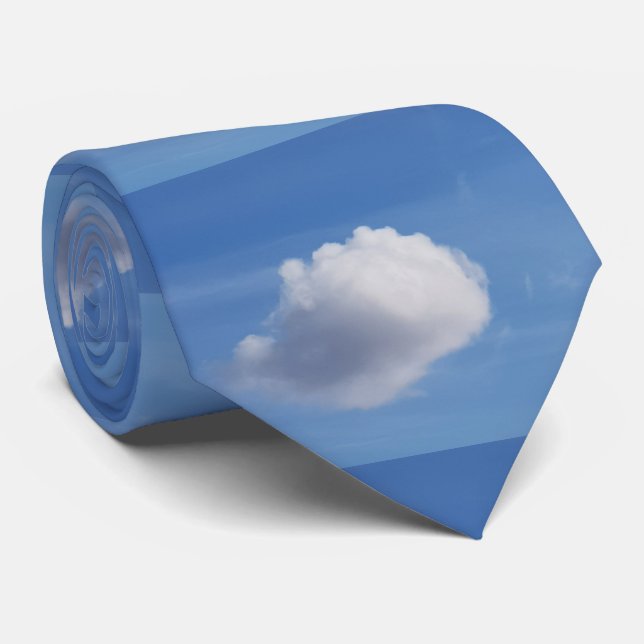 Angelic Blue Sky and Cute Cloud Neck Tie (Rolled)