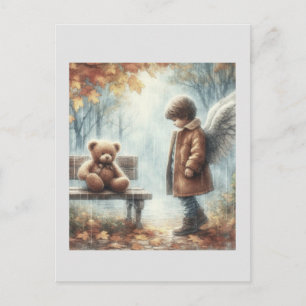 Angelic boy with Teddy Bear Postcard