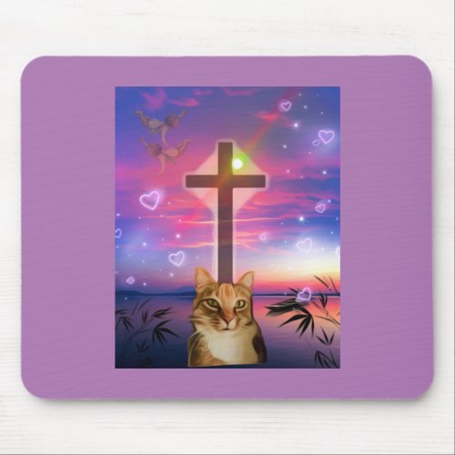 Angelic Cat Mouse Pad