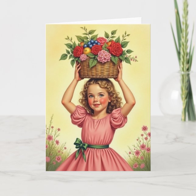 Angelic Child Floral Basket Card (Front)