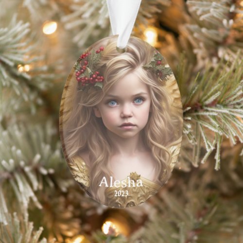 Angelic Christmas Moments Personalized Girls Ornament