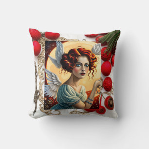 Angelic Delight: A Christmas Blessing Throw Pillow