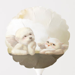 Angelic Dog and Cat on Cloud Balloon