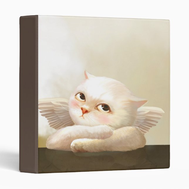 Angelic Duo: Smiling Bichon & Bao Bao Cloud 3 Ring Binder (Front/Spine)