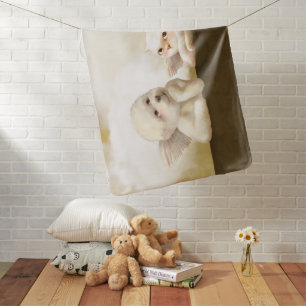 Angelic Duo: Smiling Bichon & Bao Bao Cloud Baby Blanket