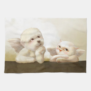 Angelic Duo: Smiling Bichon & Bao Bao Cloud Kitchen Towel